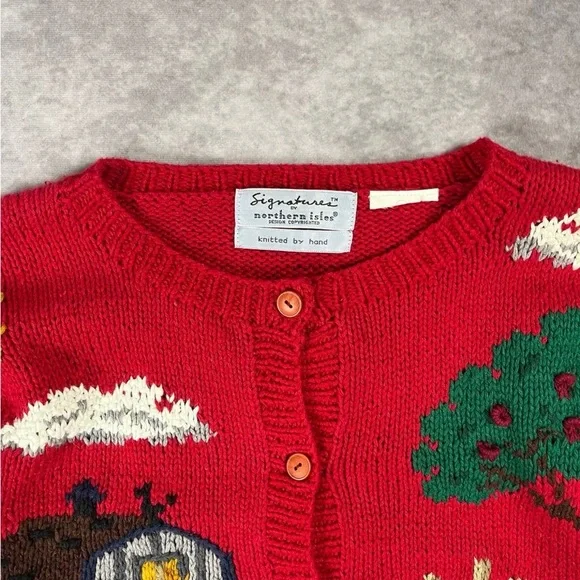 [27] Vintage 1990s Hand Knitted Farm Theme Signature By Northern Isles XL Size - Picture 2 of 4